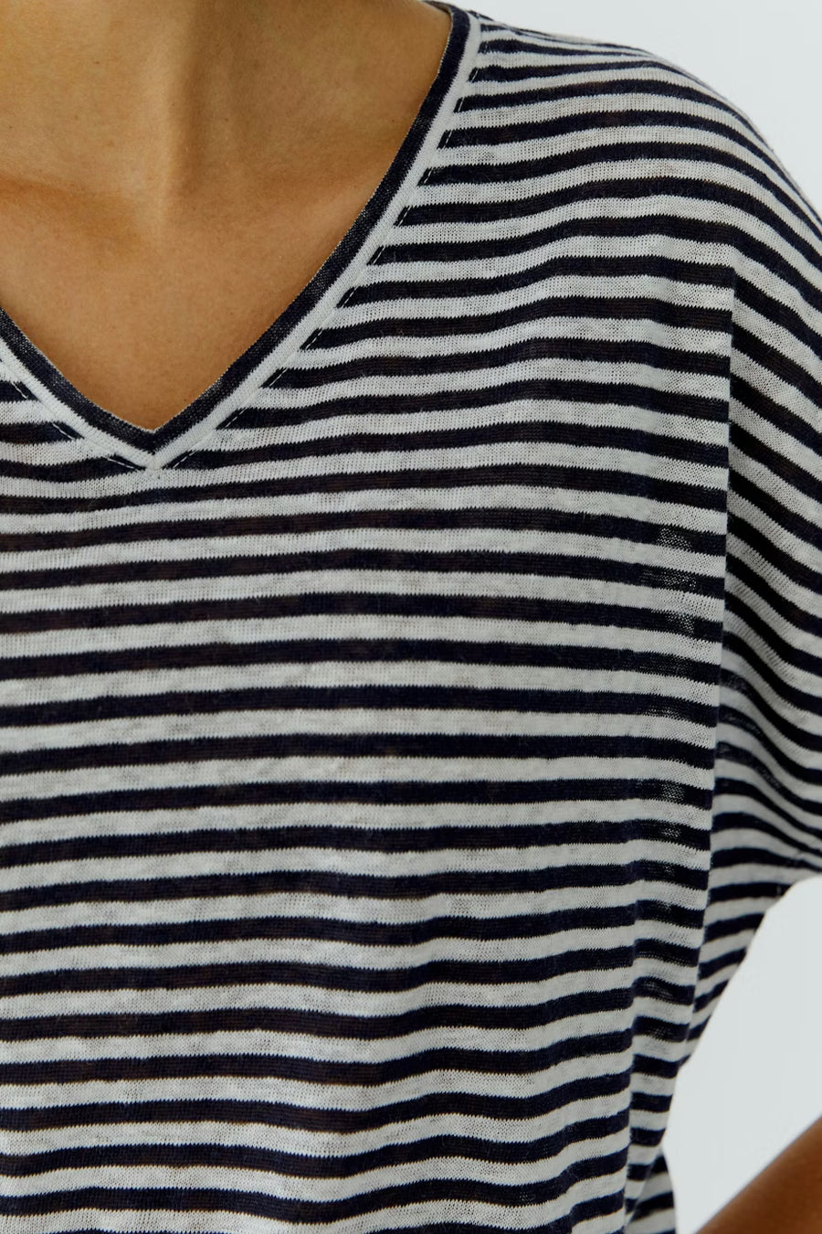 STRIPED LINEN T SHIRT