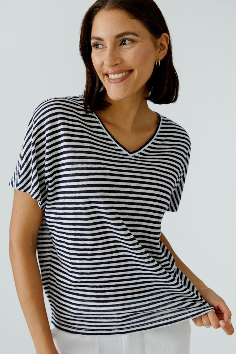 STRIPED LINEN T SHIRT