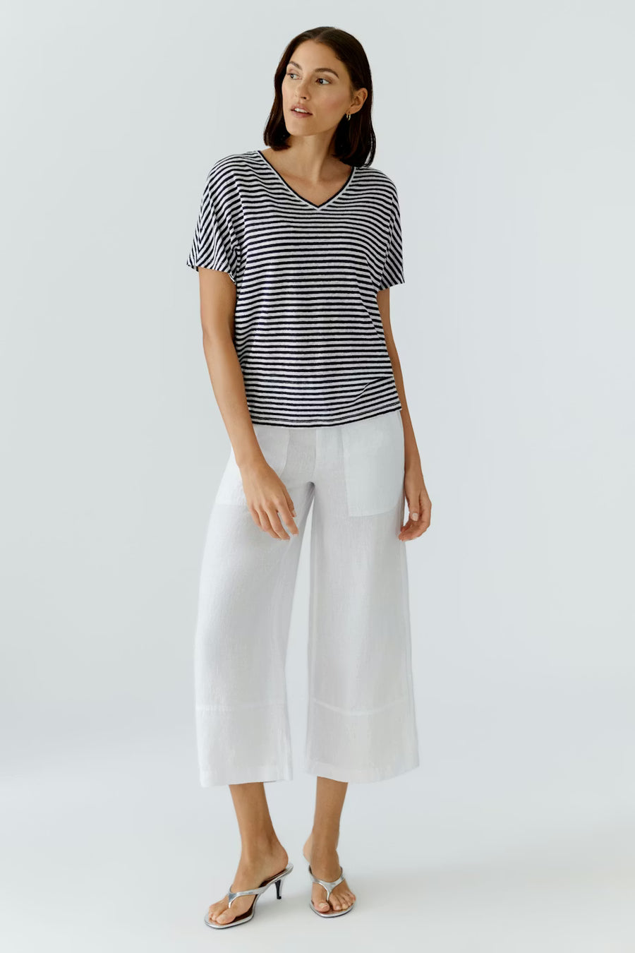 STRIPED LINEN T SHIRT