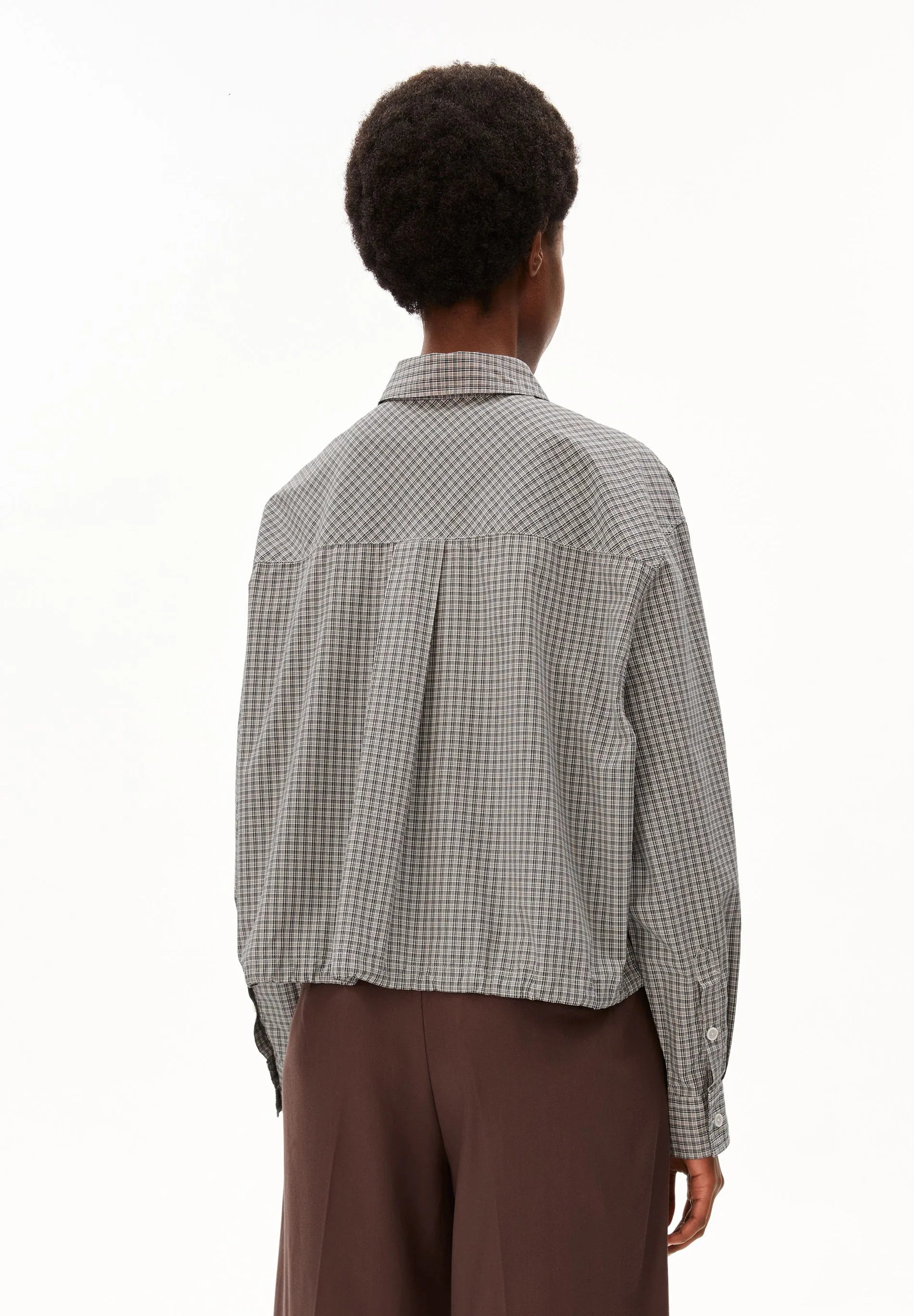MINI CHECK DRAWSTRING BLOUSE