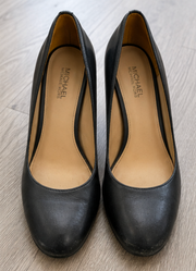 Black Leather Michael Kors Block Heel, 8US
