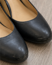 Black Leather Michael Kors Block Heel, 8US