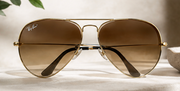 Gold and Brown Ray Ban Sunglasses, Medium