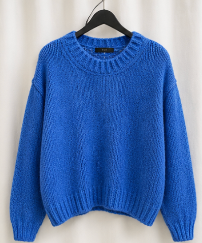 OUI Cobalt Blue Chunky Knit Sweater