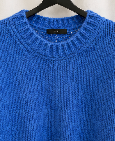 OUI Cobalt Blue Chunky Knit Sweater