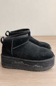 UGG Black Suede Platform Mini Boots