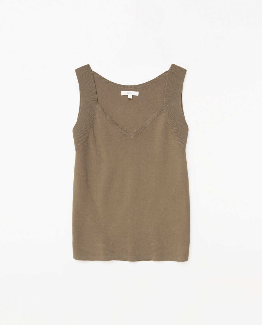 WOMEN'S BEIGE KNIT TANK