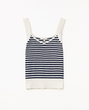 WOMEN'S DARK BLUE STRIPED V NECK CAMISOLE TOP