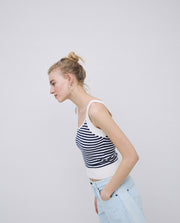 WOMEN'S DARK BLUE STRIPED V NECK CAMISOLE TOP