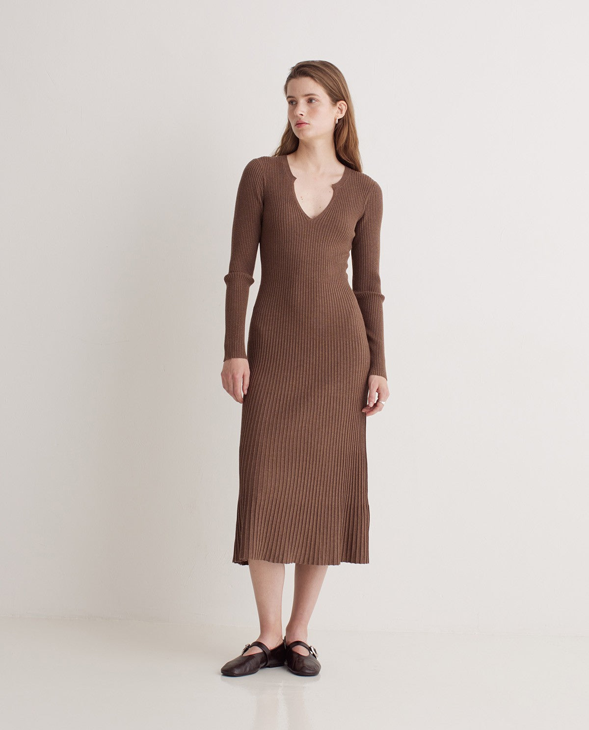 SAND FITTED MIDI DRESS