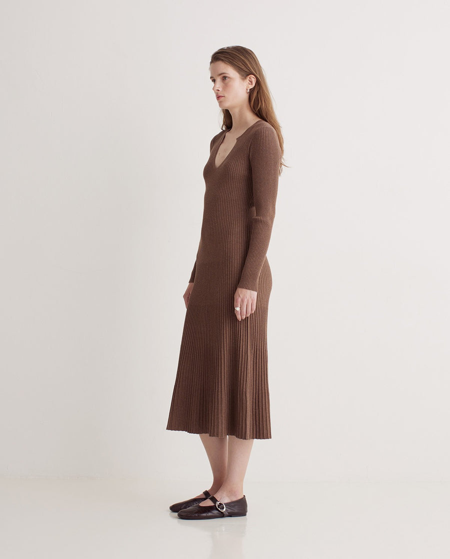 SAND FITTED MIDI DRESS