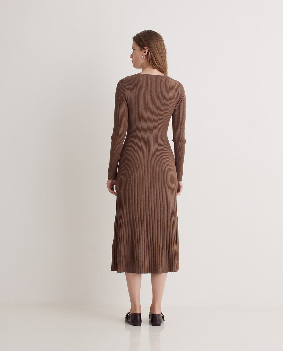 SAND FITTED MIDI DRESS