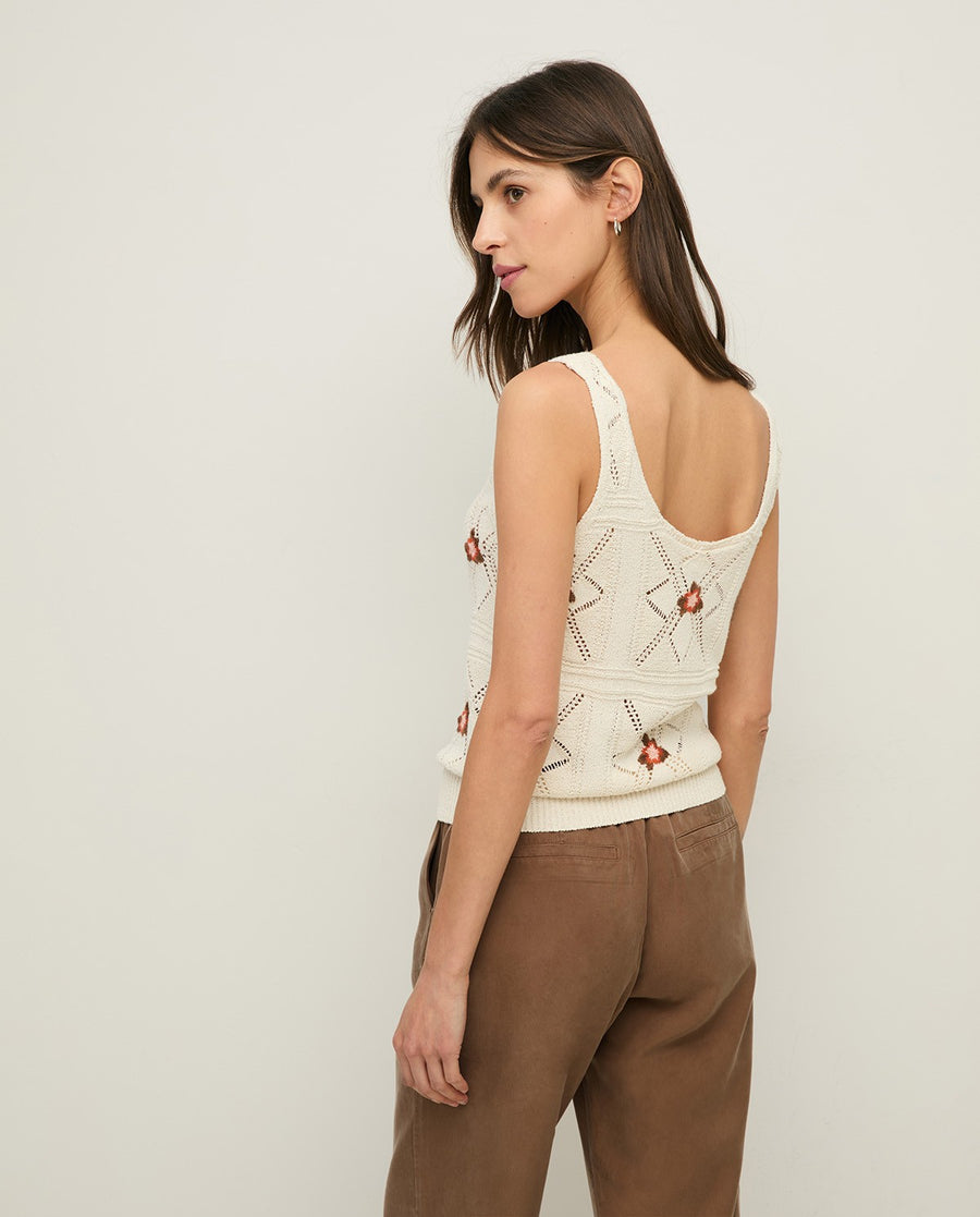 KNIT TOP EMBROIDERED WITH FLOWERS