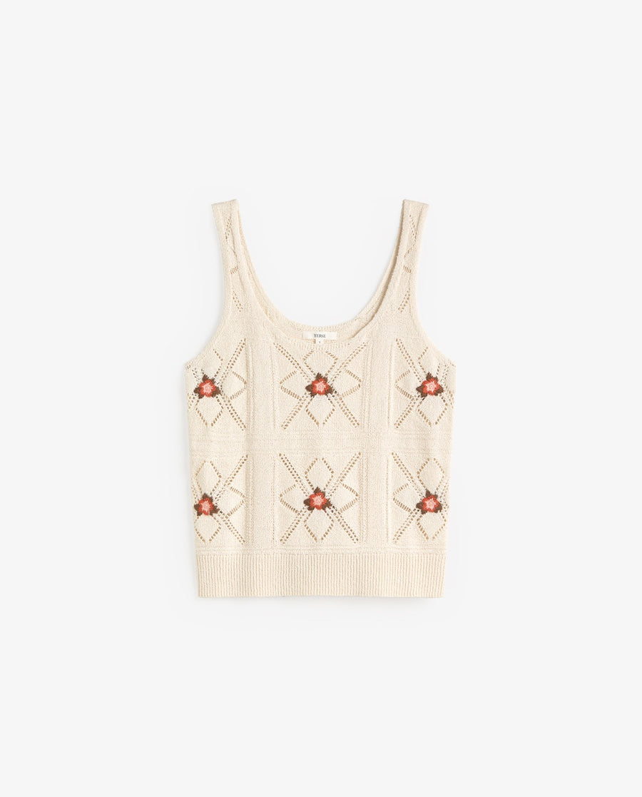 KNIT TOP EMBROIDERED WITH FLOWERS