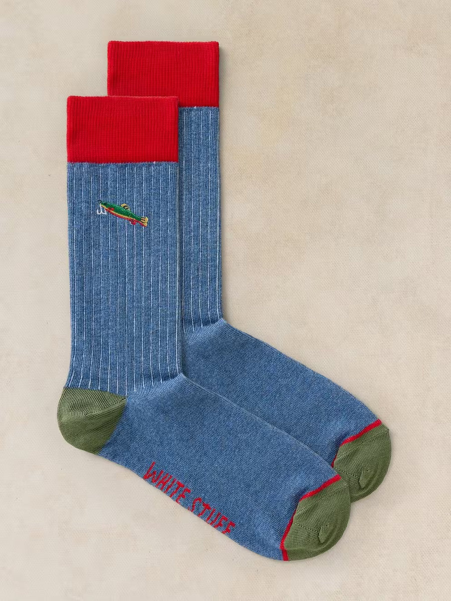MEN'S FISH EMBROIDER ANKLE SOCK