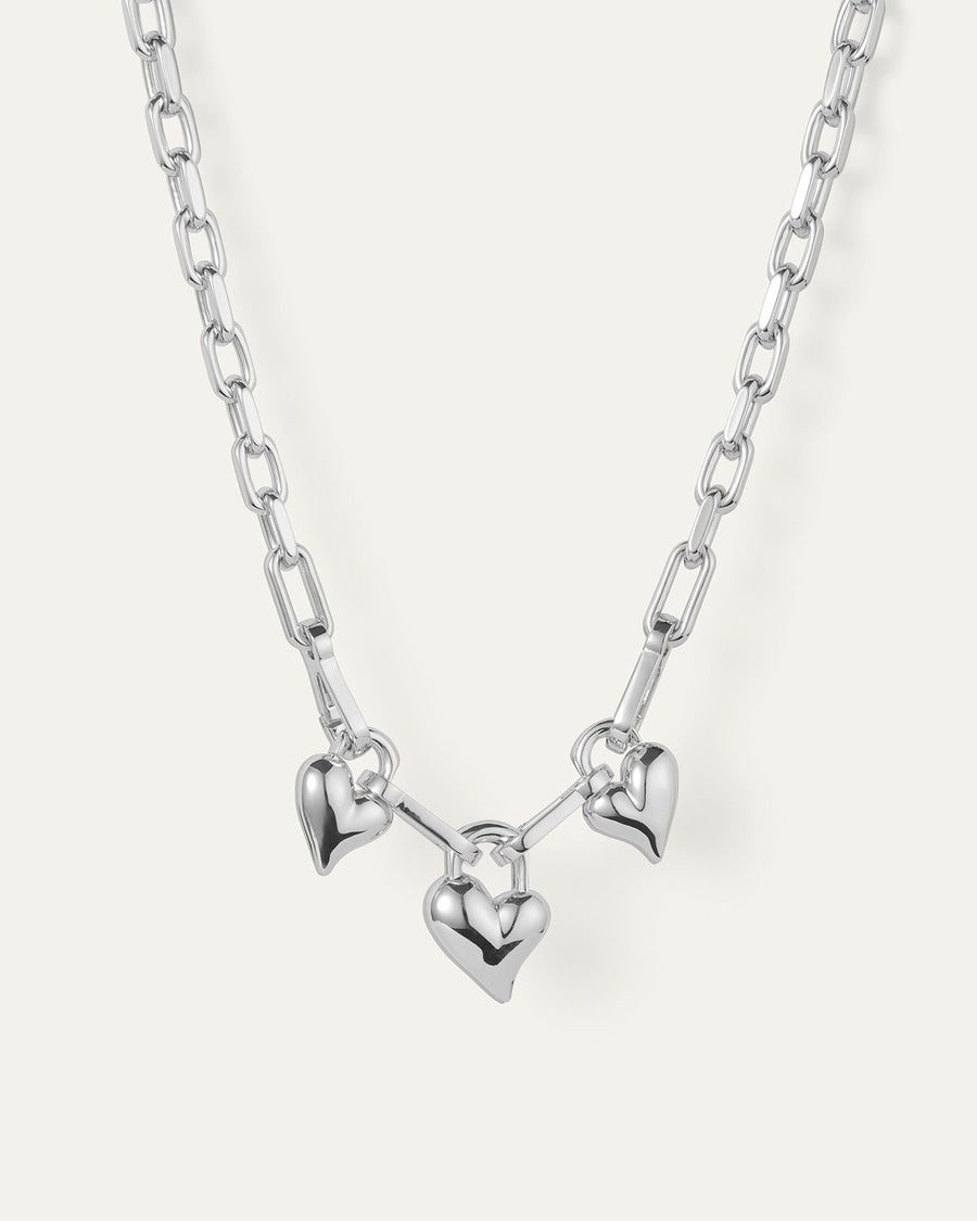 TRIPLE HEART PENDANT PADLOCK NECKLACE