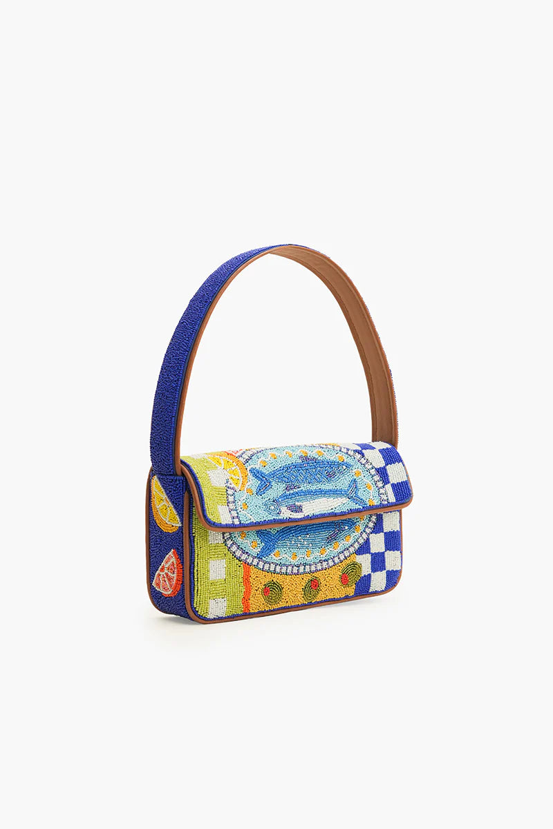 MEDITERRANEAN SARDINE HAND BEADED SHOULDER BAG