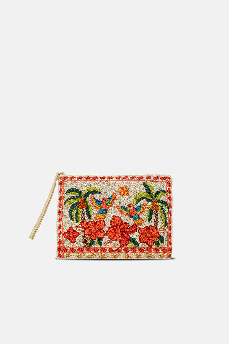 HAND BEADED ZIP CLUTCH