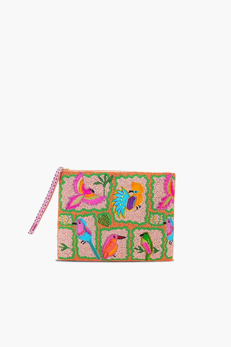 HAND BEADED ZIP CLUTCH