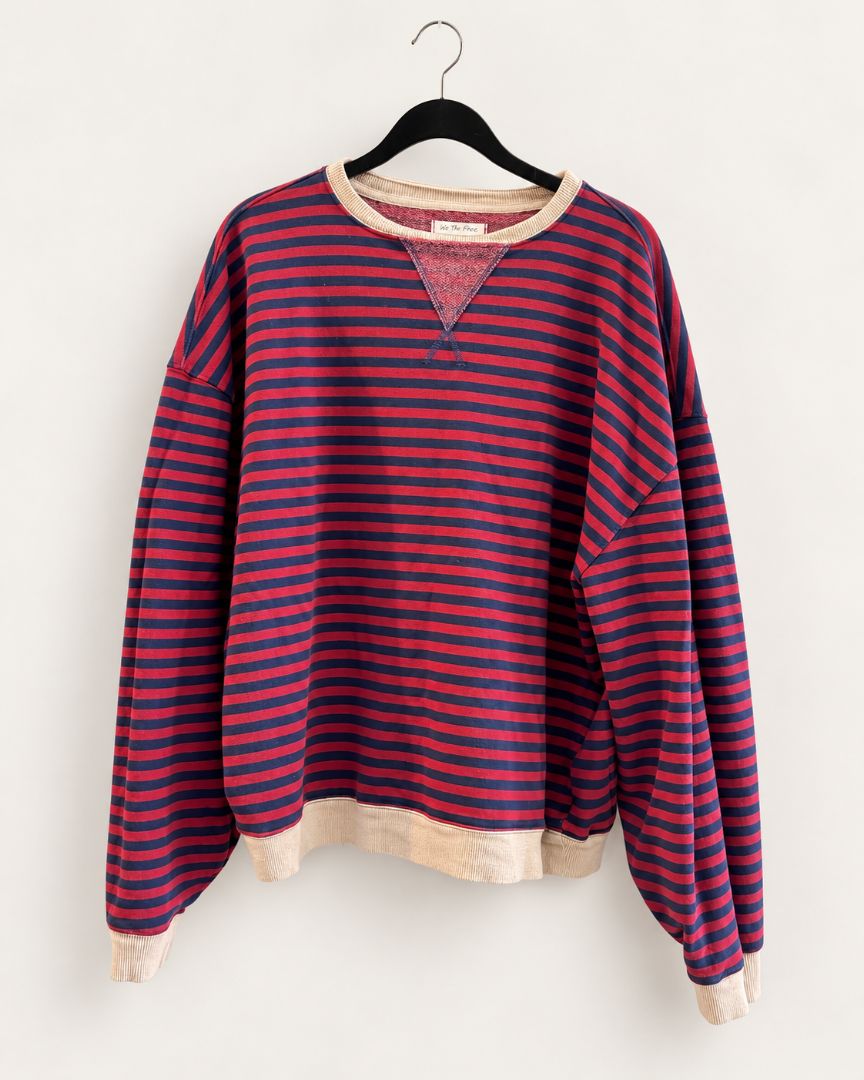 e The Free Striped Oversized Crewneck