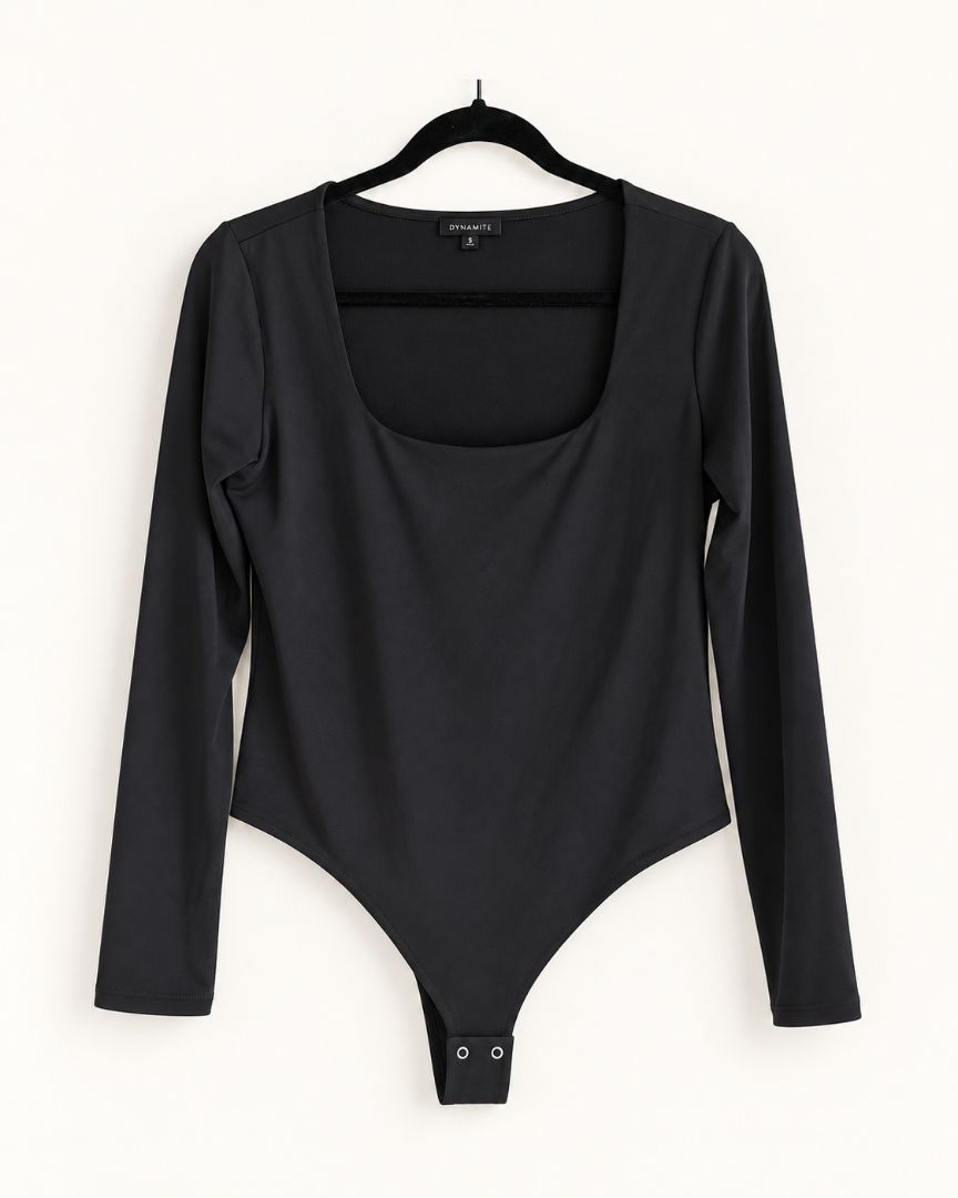 Dynamite Black Square Neck Bodysuit