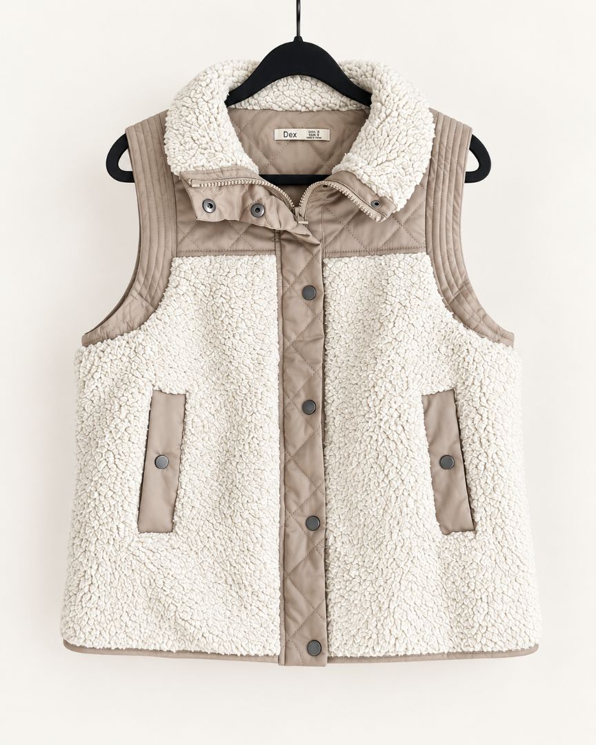 Dex Cream Sherpa & Quilted Vest