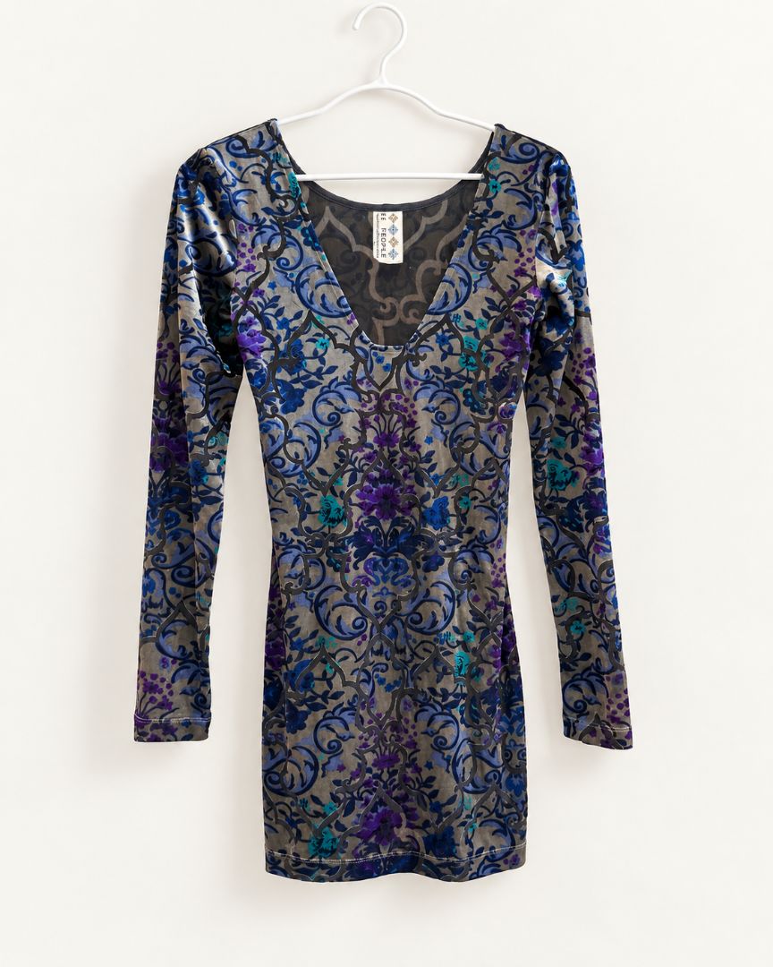 Free People Printed Long Sleeve Mini Dress — $65