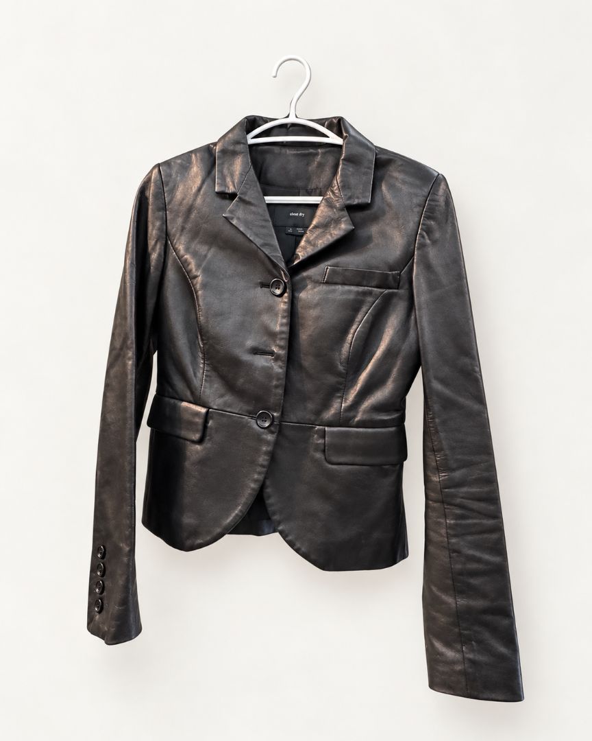 Identify Black Leather Blazer — Size 4