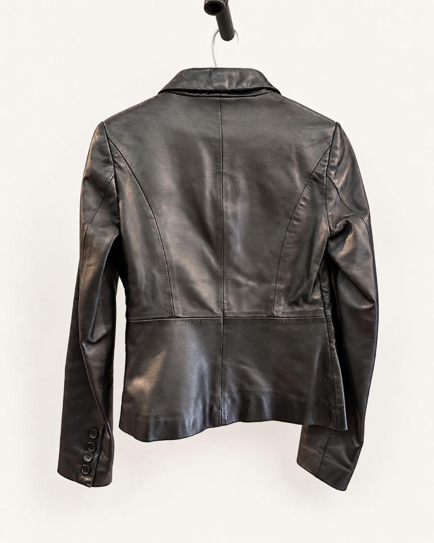 Identify Black Leather Blazer — Size 4