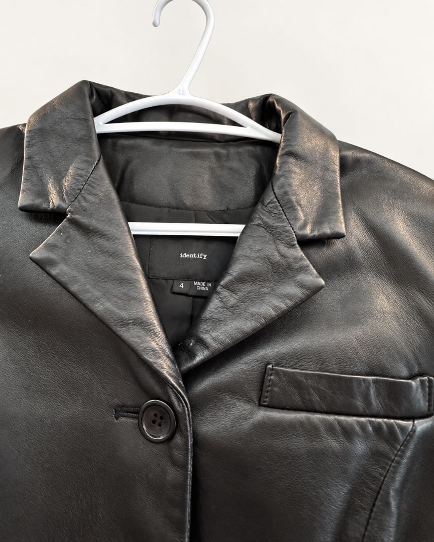 Identify Black Leather Blazer — Size 4