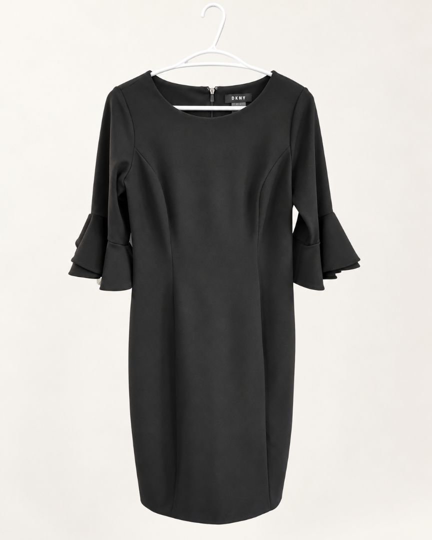DKNY Black Ruffle Sleeve Dress