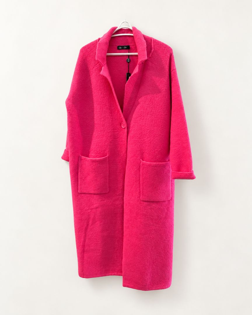Lyla + Luxe Hot Pink Long Coat