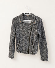 Lillap Black & White Knit Moto Jacket — XS