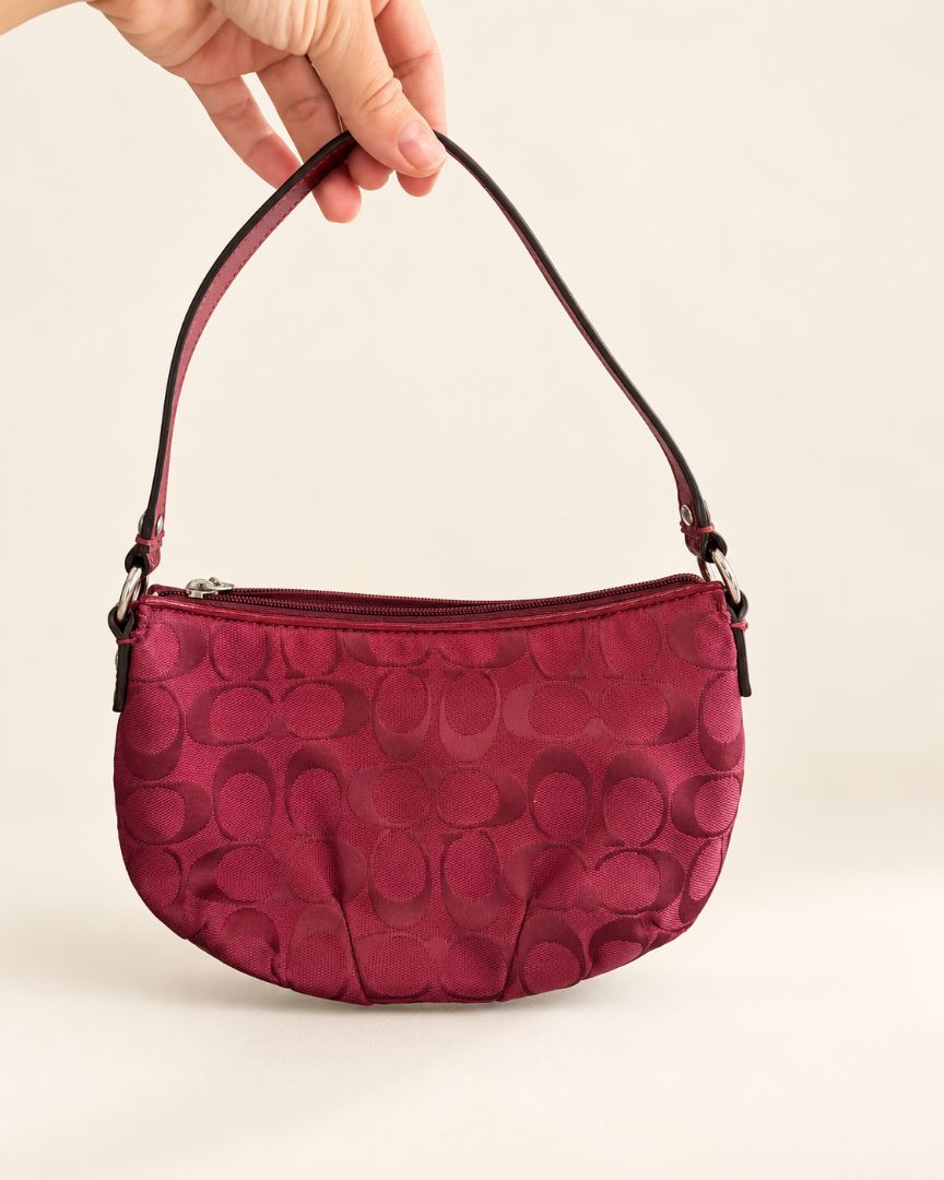 Coach Burgundy Signature Jacquard Shoulder Bag