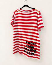 Gucci Red & White Striped Graphic Tee