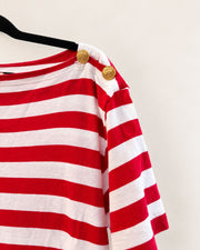 Gucci Red & White Striped Graphic Tee