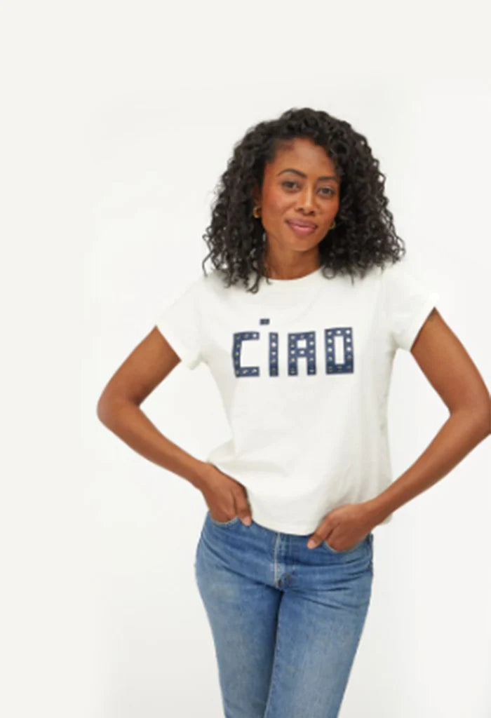 CLASSIC BLOCK CIAO TEE WITH STUDS