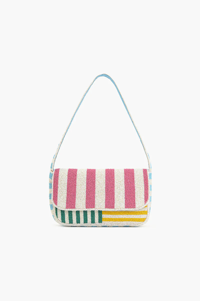 WOMEN’S CANDY STRIPE BEADED BAG