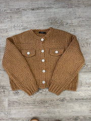 CAMEL CARDIGAN WITH SILVER BUTTON DETAIL
