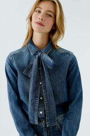 DENIM SHIRT WITH REMOVABLE BOW