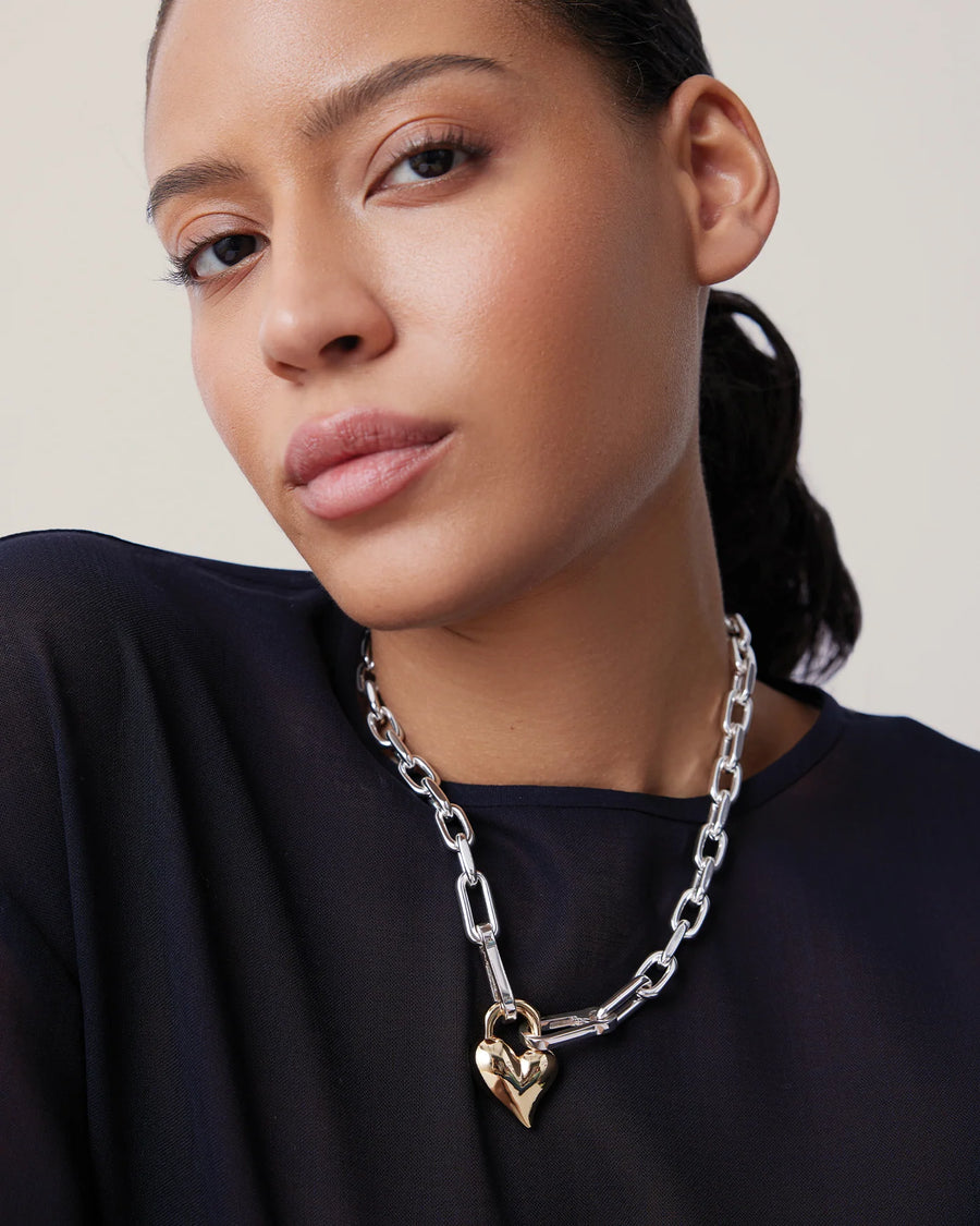 PADLOCK HEART PENDANT NECKLACE