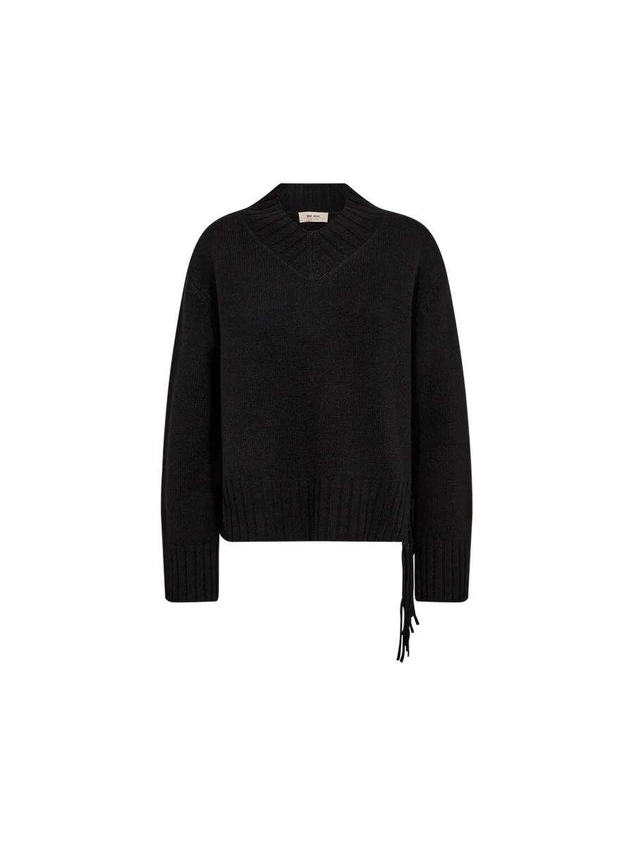 ESHALA FRINGE V NECK SWEATER