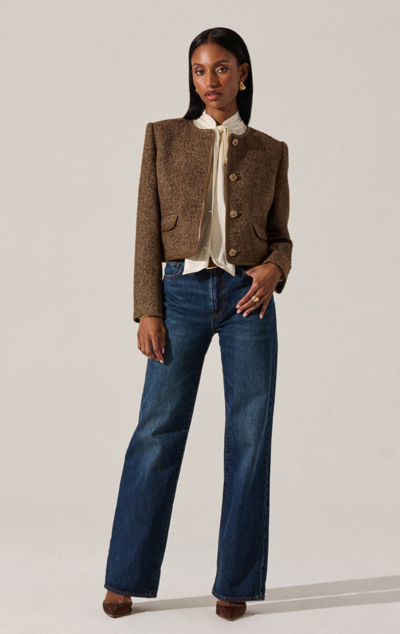 BROWN CROPPED JACKET