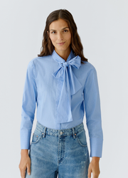 BLUE AND WHITE BLOUSE WITH BOW