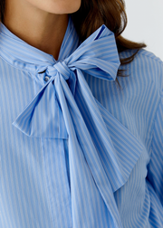 BLUE AND WHITE BLOUSE WITH BOW