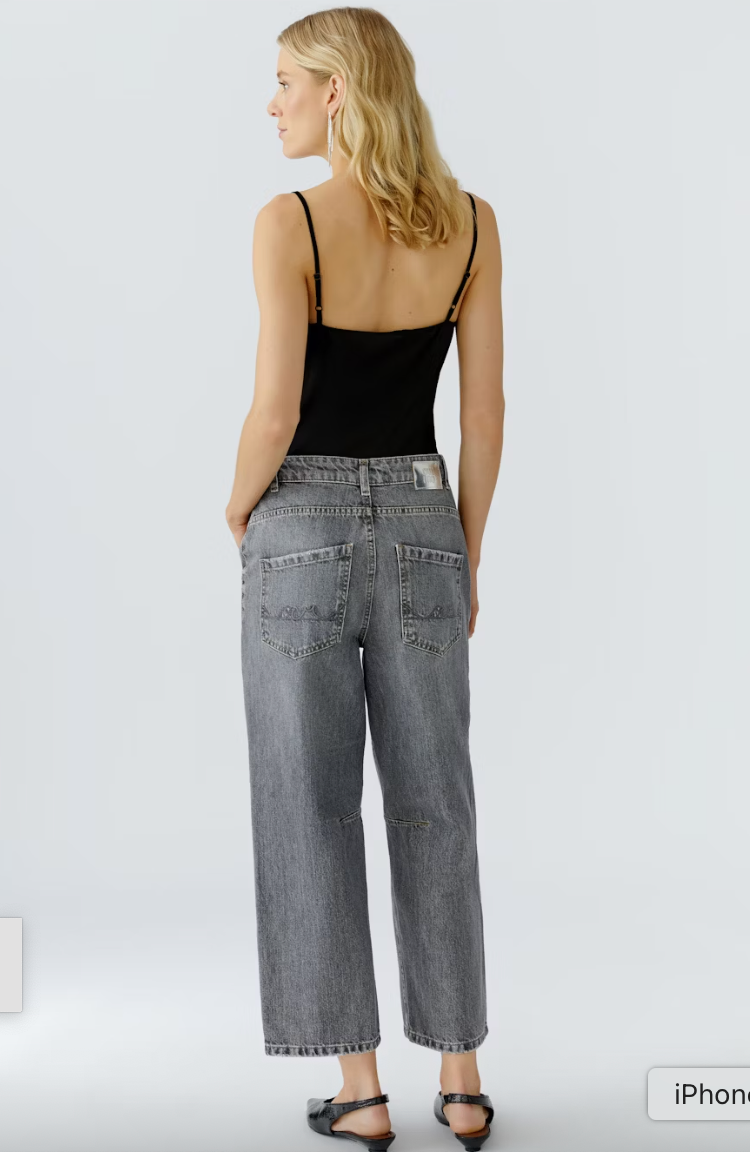 GREY DENIM BARREL JEANS