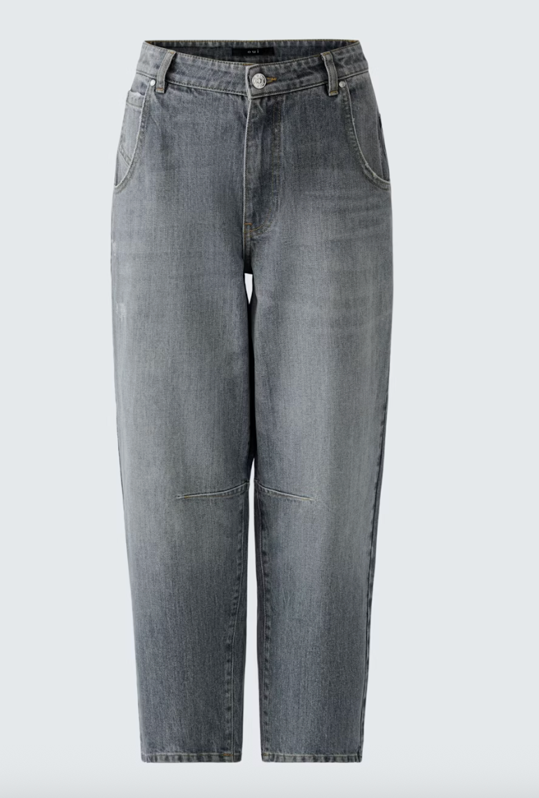 GREY DENIM BARREL JEANS