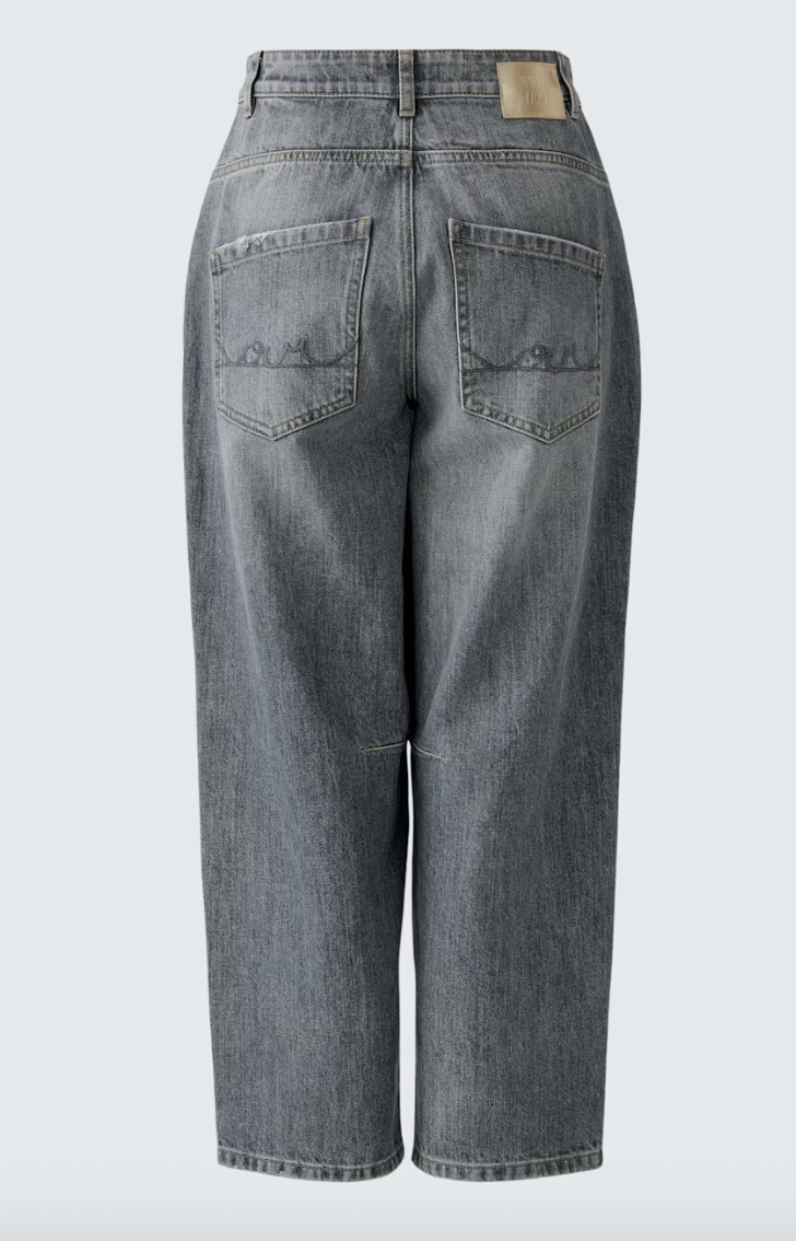 GREY DENIM BARREL JEANS