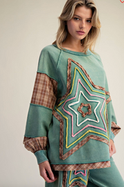 STAR PATCH WASHED TERRY PULLOVER