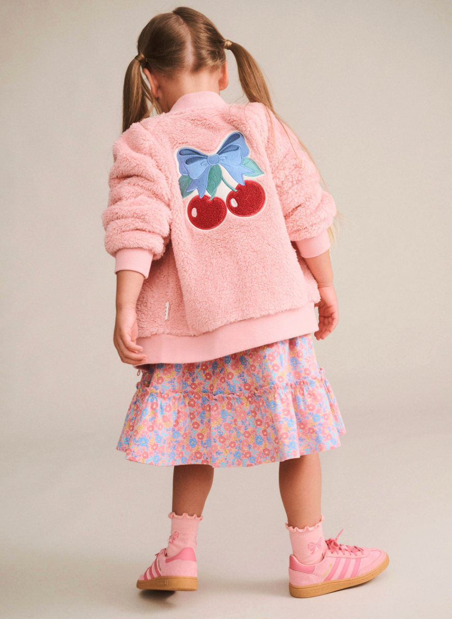 CHERRY BOW FURRY JACKET